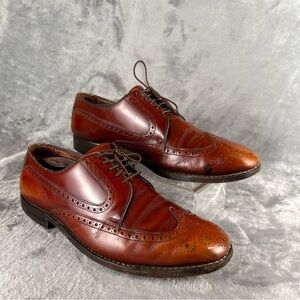 Allen Edmonds Caufield Wing-Tip Oxfords 11 D Made in USA Chestnut Leather Preppy